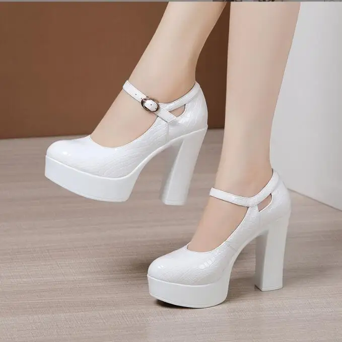 

Winter Autumn Classic Women Pumps Fashion High Heels Shoes Black White Shoes Women Wedding Shoes Thick with Sexy Women Heels