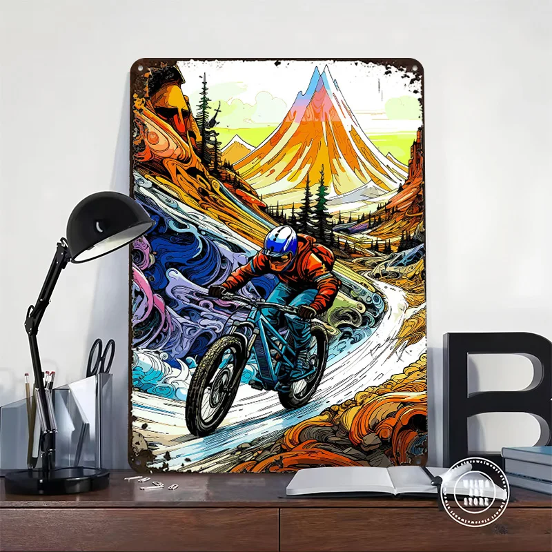 Downhill Domination 3D Printed Texture Poster Personalized Wall Art Retro Metal Tin Signs for Decoration Bedroom Wand Deko Decor