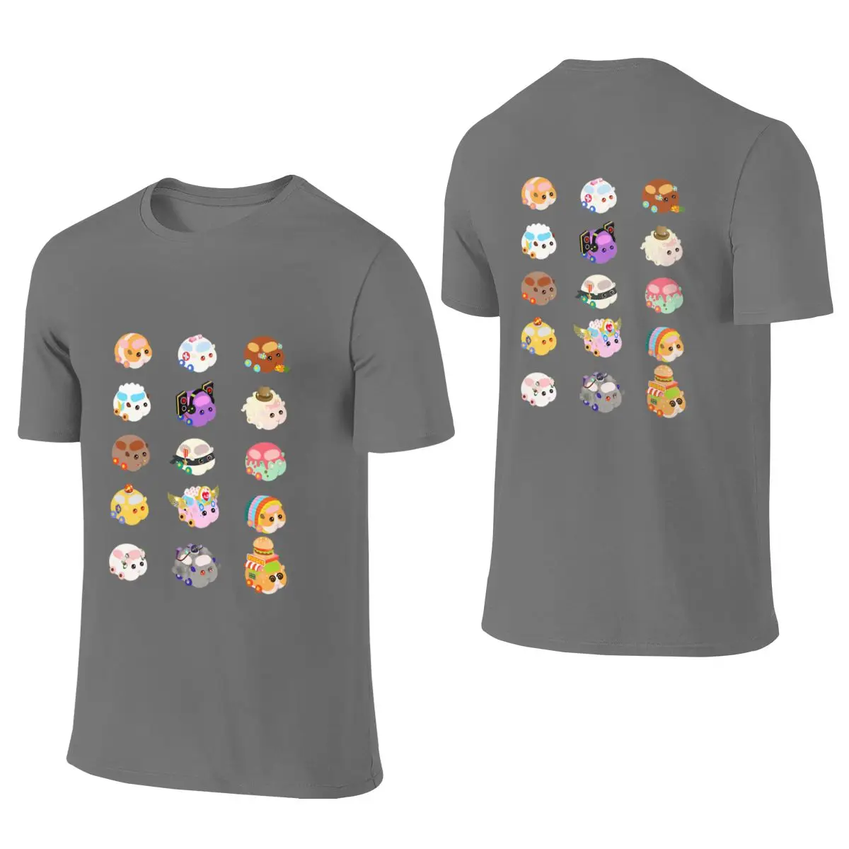 Pui Pui Molcar Assorted Characters - Black Lightweight Reversible T-shirtUrban Minimalist Simple And Elegant Basic Tee