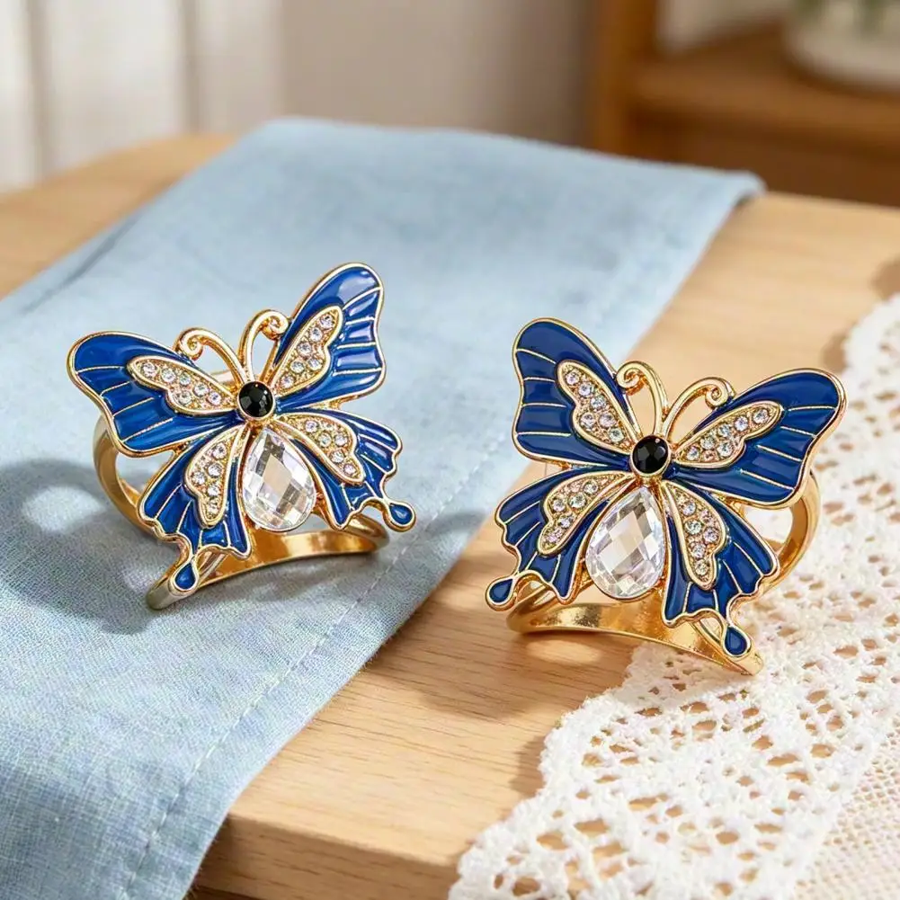 Vintage Style Scarf Ring Enamel Butterfly Scarf Ring Sparkling Rhinestone Scarf Slide Retro Elegant Wrap Holder for Women’s