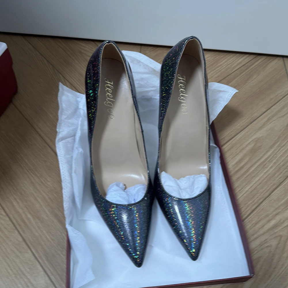 Tikicup NEW Glamorous Sequin Stiletto Heels for Women 12cm Ultra-High Pointed Toe Pumps Club Parties,Evening Events Dress Shoes