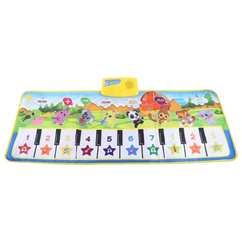 Y1UB 39’’ Music for Play Mat Toy Piano Playing Blanket Electric Learning Piano Instrument Toy Gift Baby Kids Interactive Play