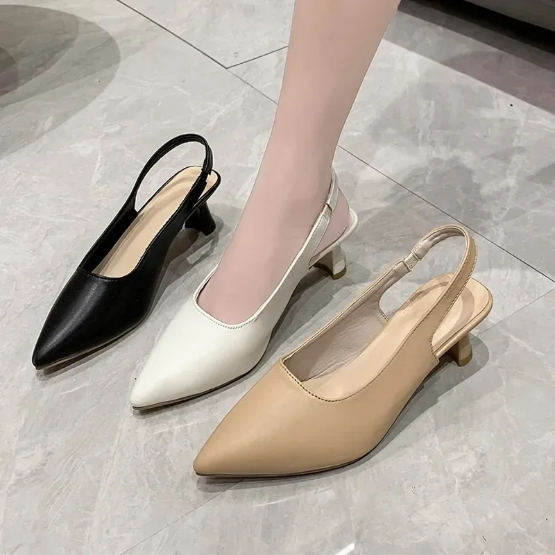 2024 New Covered Toe Sandal Fashion Back Empty Women Pumps Sexy Thin High Heels Trend Shallow Office Lady Shoes Zapatos De Mujer