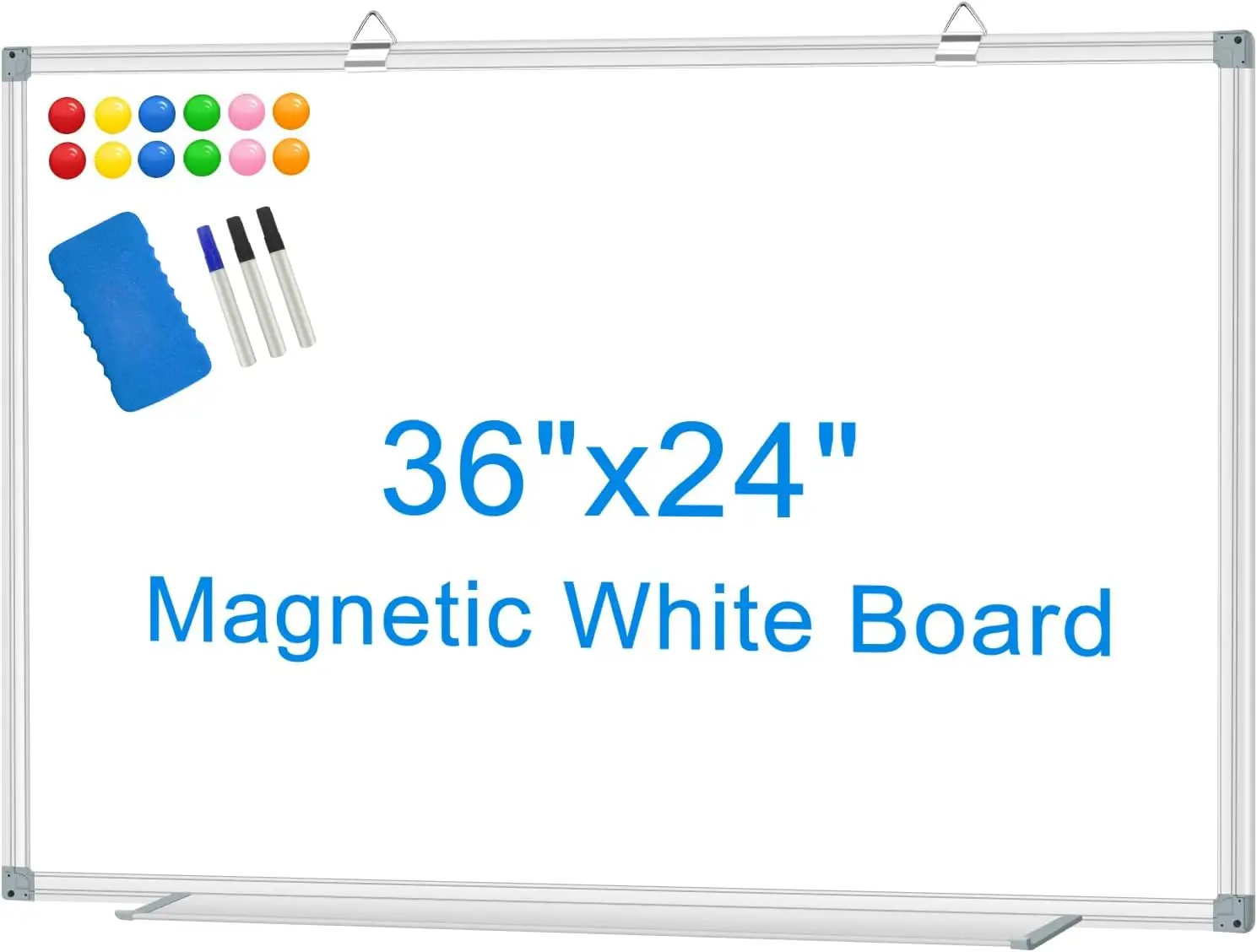 

Магнитная доска для записей 36 x 24 дюйма с алюминиевой рамкой, подставкой для ручек, магнитами, маркерами и ластиком для офиса или дома