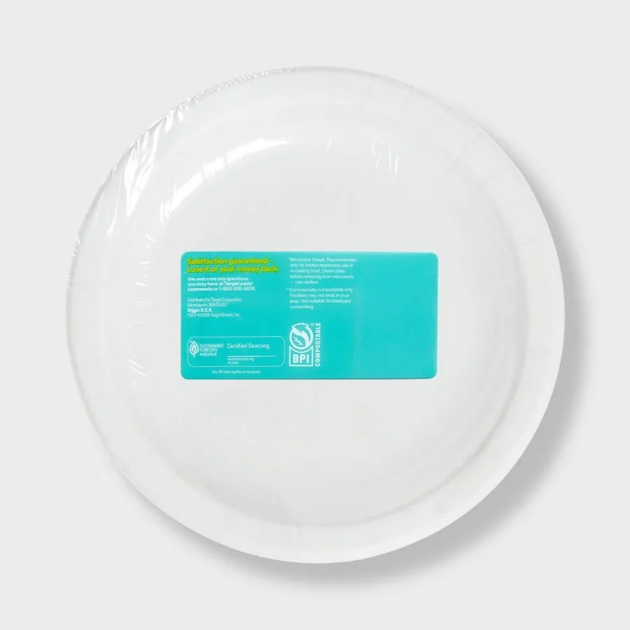 8.5 Inch White Paper Plates, 55 Count, Solid Round Disposable Dinnerware for Parties and Daily Meals