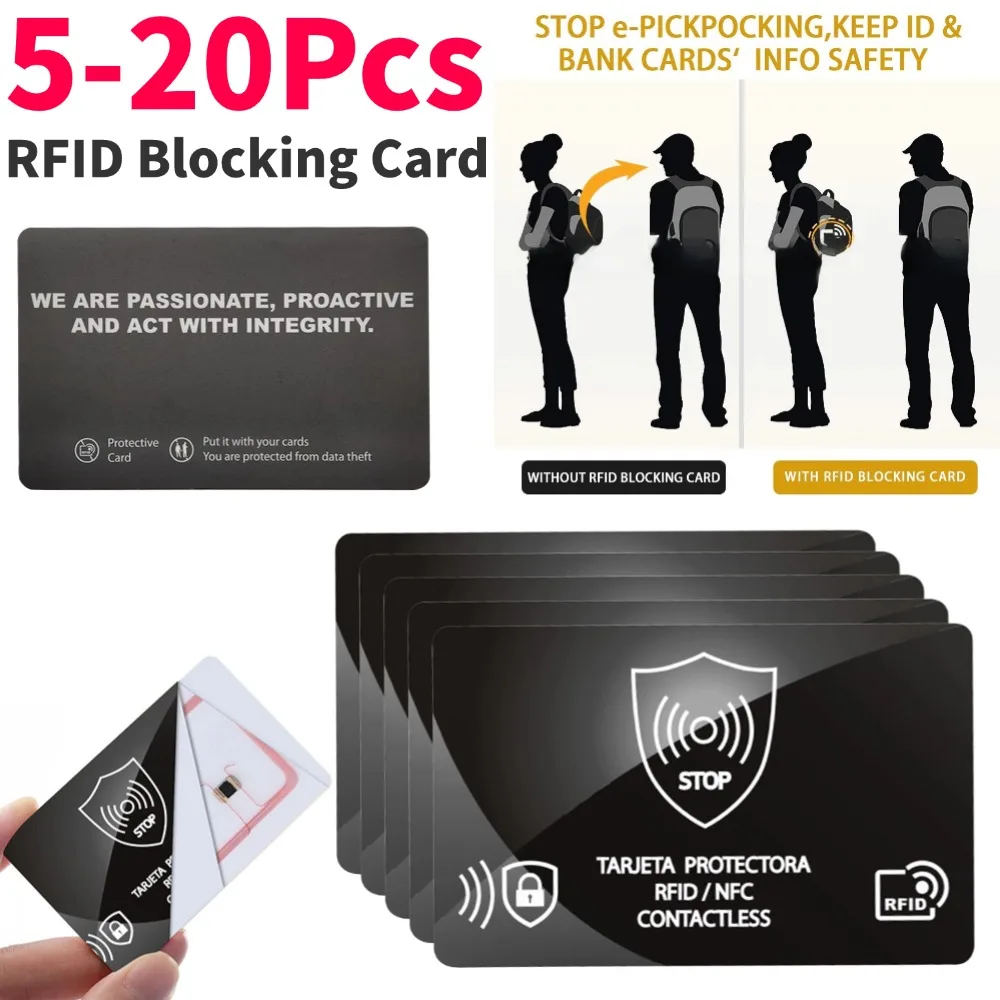 5Pcs RFID Blocking Card Security Debit Credit Card Passport Protector Blocker NFC Signal Blocking ID ATM Guard Cardholder Sleeve