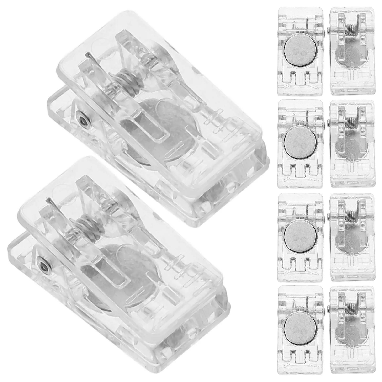 10 Pcs Magnetic ID Folder Badge Holder Work Nurse Spring Clamps Hospital Clip Abs Steel Clips