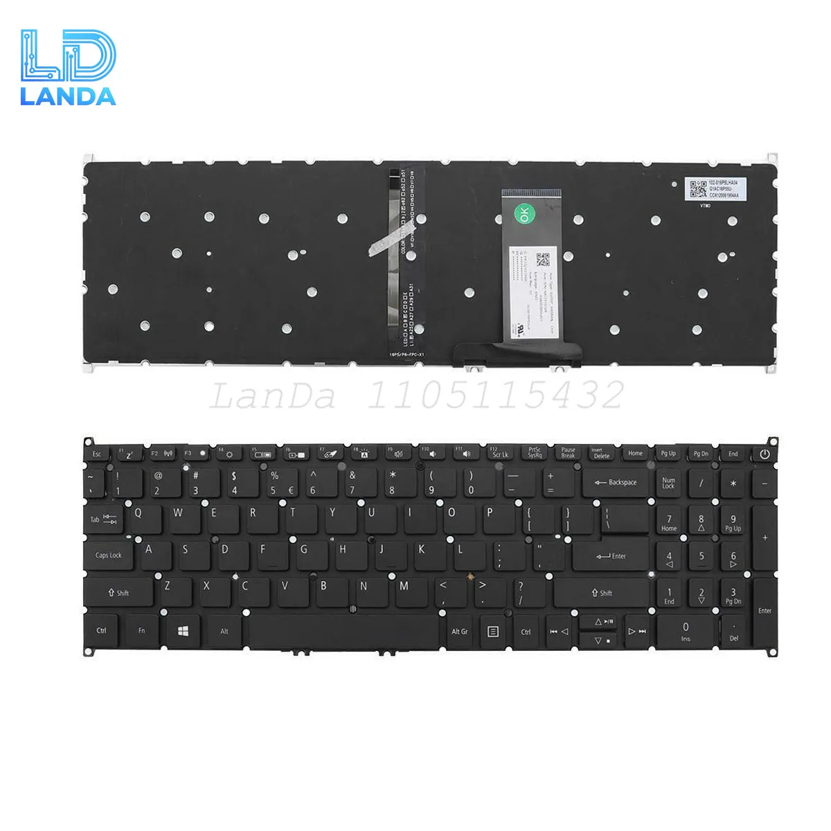 

Клавиатура для Acer Spin 5 SP515-51N GN Nitro NP515-51 N17W1, черная подсветка США