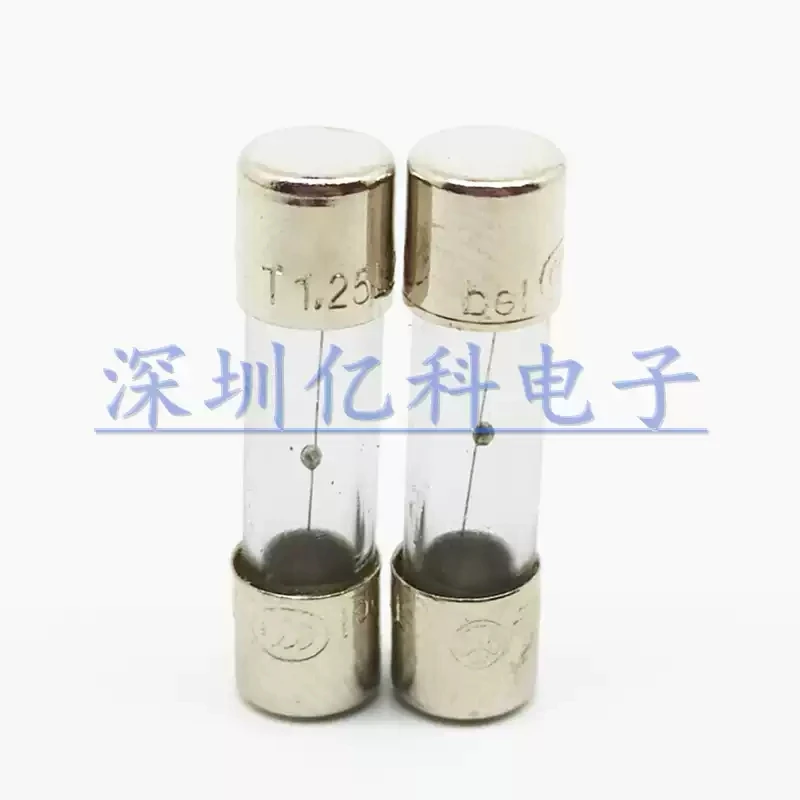 10pcs T1.25L250V imported Bel slow melting glass fuse tube T1.25A, 5ST1.25-R with solder ball 5 * 20