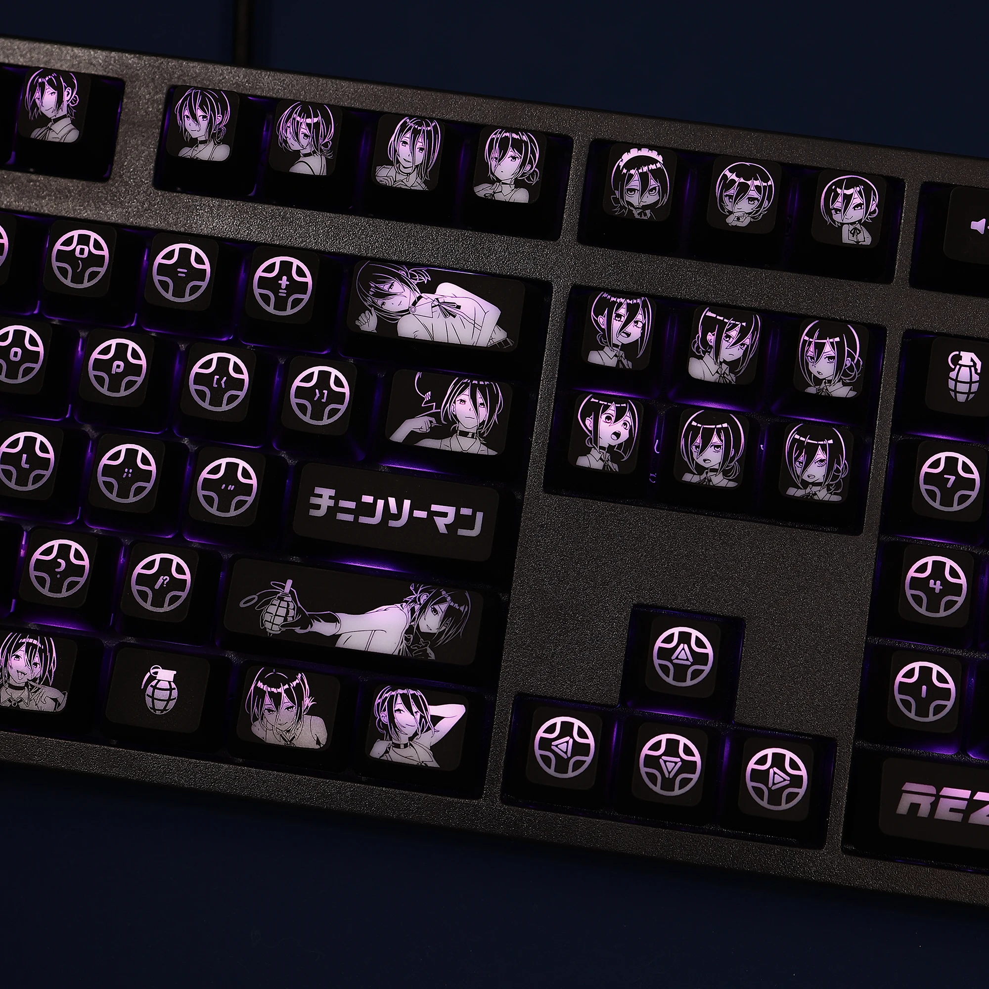 

104 Keys Reze Character Chainsaw Man Anime DIY Custom Backlit Keycap Coating for Mechanical Keyboard Corsair K70 Razer Cherry