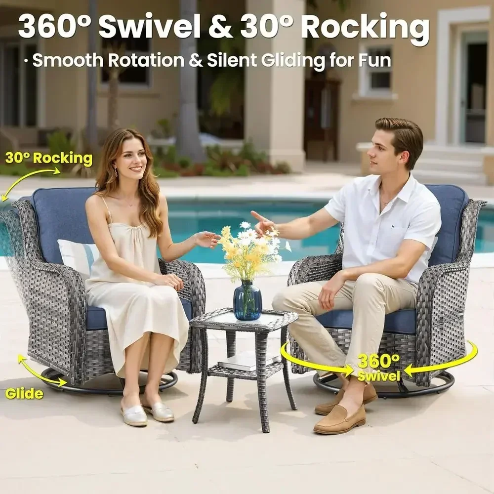 6-Piece Patio urniture Set with Swivel Chairs Side Table, Outdoor Wicker Soa with Comy Cushions, High Back Couch ern Contion Set
