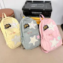 Fashion Big Student Star Pattern Backpack High Capacity Waterproof Cute Girl Travel Bag Japanese Style Multi-Pocket For Camping