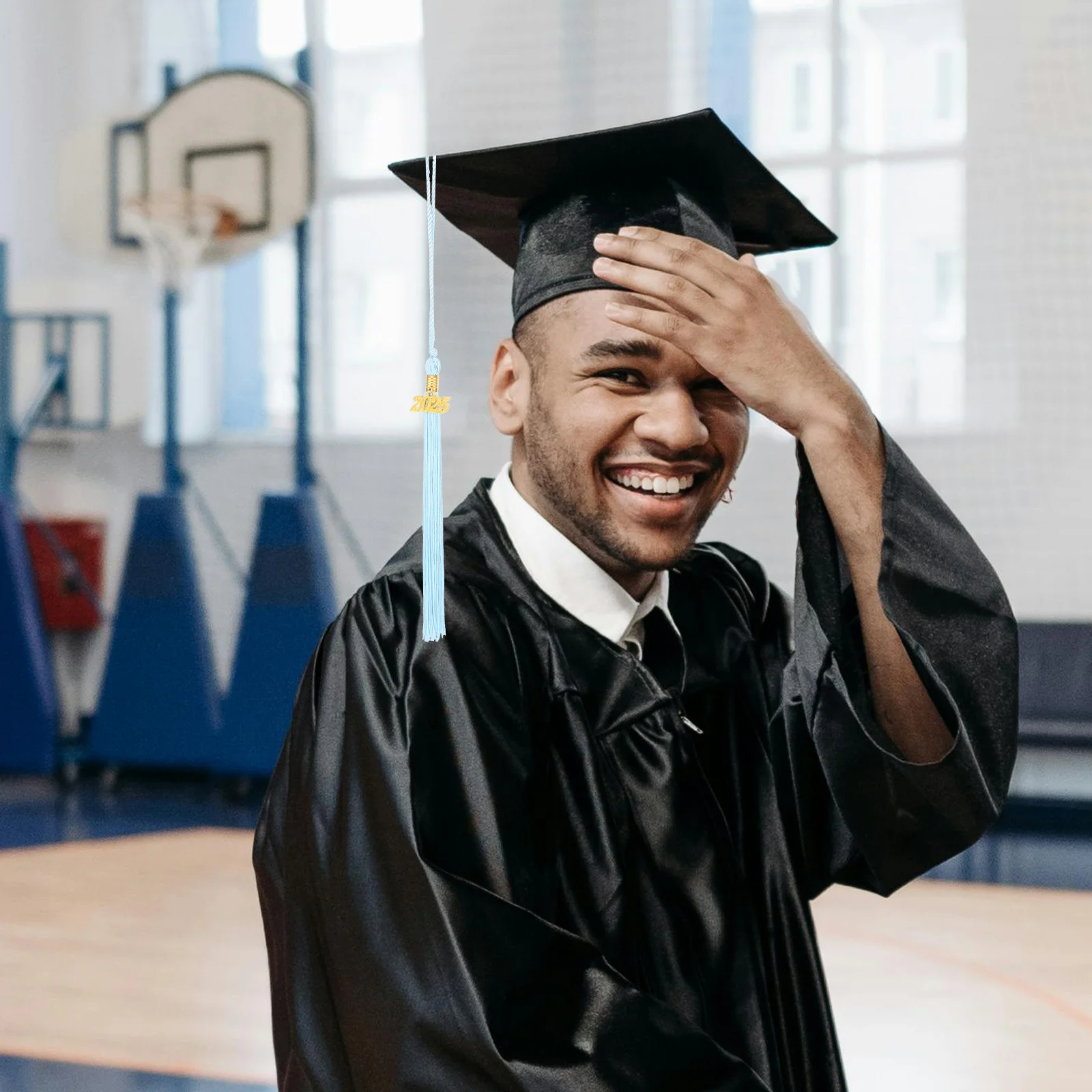 

4pcs Cap Charms Set 2025 Gold Doctoral Hat Accessories Stylish Grad Hat Tassels Durable Polyester Zinc Alloy Decorative Pendant