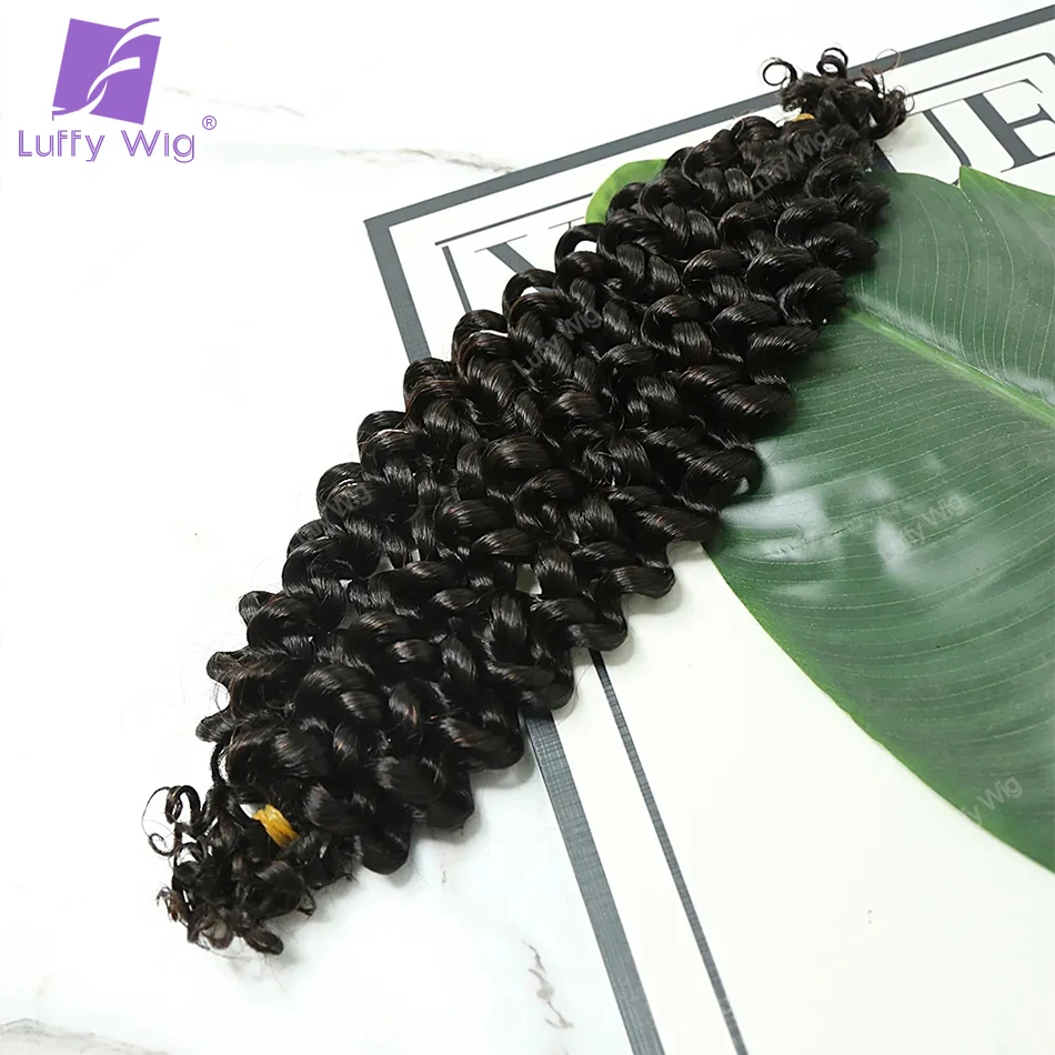 Extensiones de cabello rizado 3c, trenza de cabello humano a granel para trenzar, trenzas de ganchillo de doble caja, Luffy