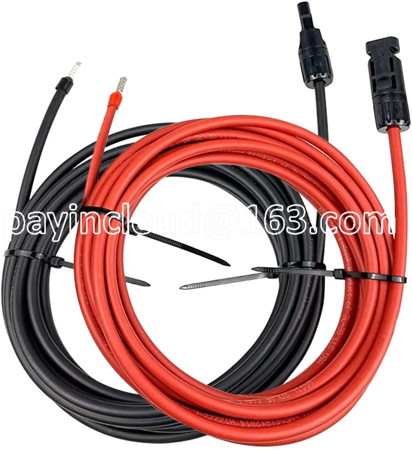 Solar Cable Red and Black 4mm2 Mounted MCX4 Connector 1m-100m PV Cable With Male&Female MCX4 Connector