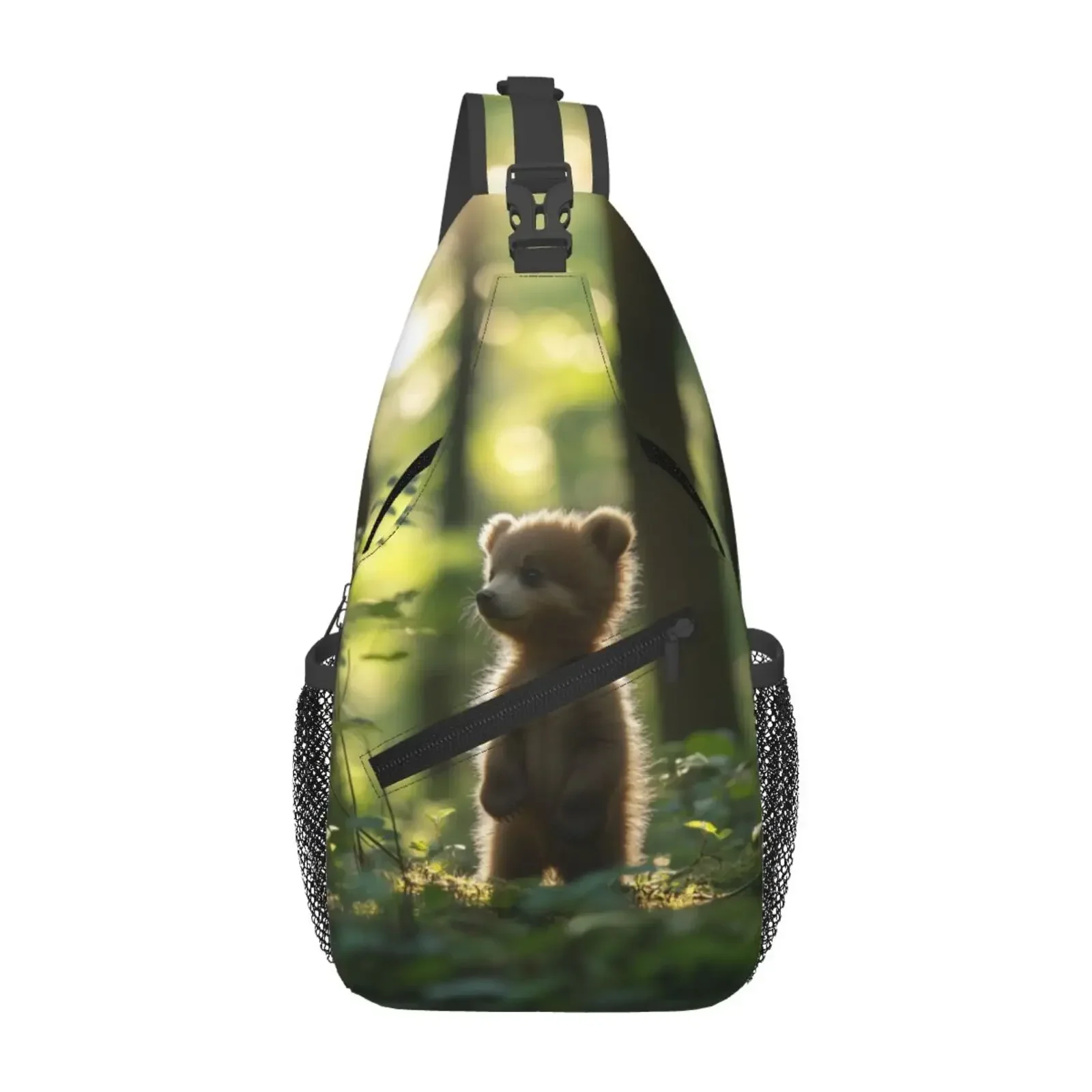 Bear Printing Men Crossbody Bag Large Chest Bag,Travel Hiking Sports Running,Personalized Gifts for Birthday Hand Bags