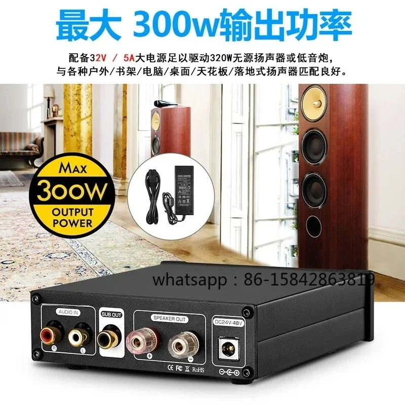 300W Mono Class D Digital Power Amplifier with Gain, Fever Full Frequency Power Amplifier, Active/Passive Subwoofer