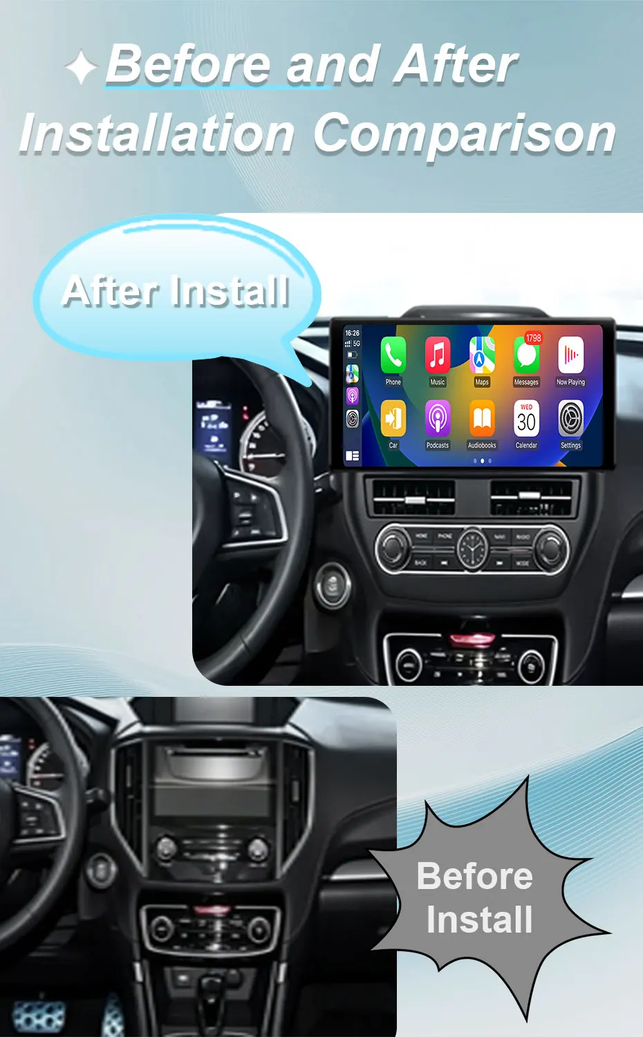 12.3 inch For Subaru Forester 2019‑2020 Car Radio GPS Navi CarPlay Android Auto BT WiFi DSP IPS Touch Screen Head Unit Android16