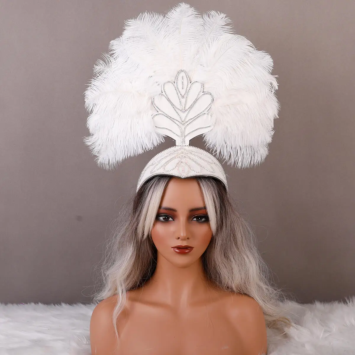 Feather Rhinestone Headpiece 12 Colors Carnival Headband Women Stage Parade Cosplay Party Costume Hair Accessory