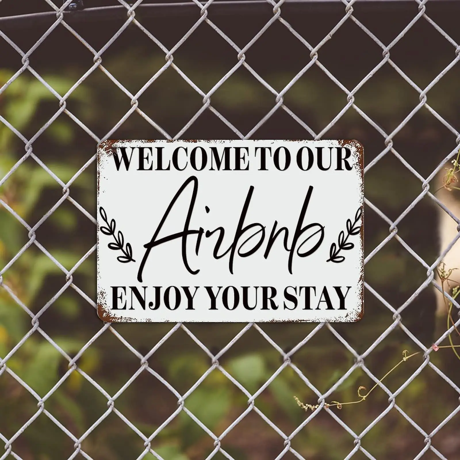 Vintage Metal Sign Welcome to Our Airbnb Enjoy Your Stay Tin Signs Inspirational Quotes Decor Metal Plaque Funny Humor Theme Wal