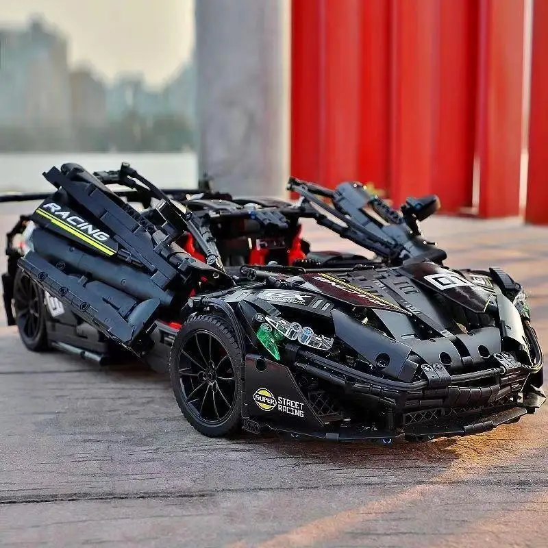 1:8 Technical Black Warrior P1 Sport Car Building Block High-Tech Racing Vehicle Car Modular Bricks Model Toy For Kid Gift