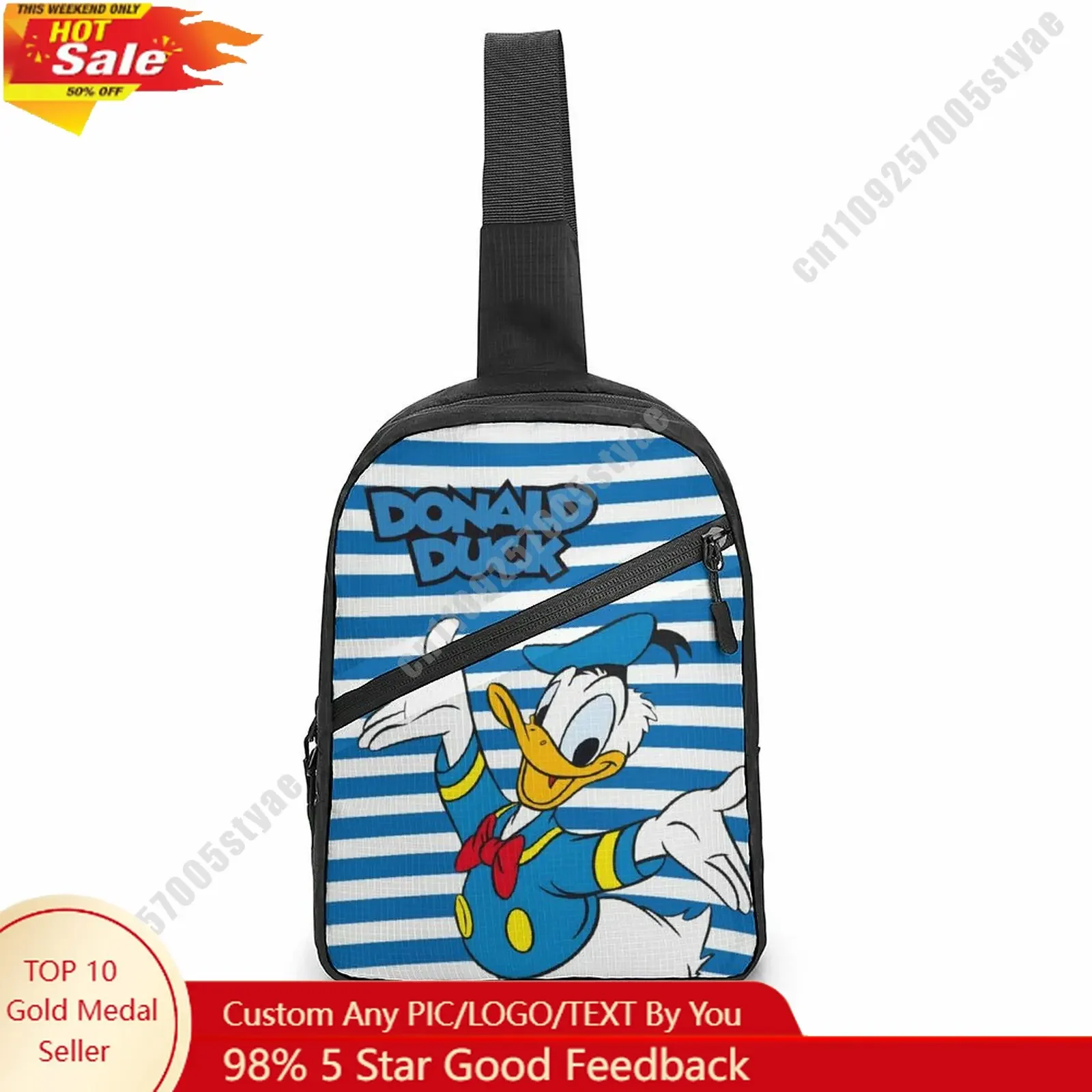 

Donald Duck Chest Bag Disney Customized Personalized Photos Text Logo Lightweight Travel Sling Waterproof Shoulder Bag