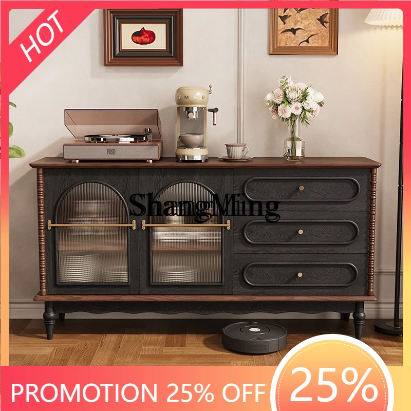 

SM wood dining side against the wall integrated locker glass door antique living room storage cabinet