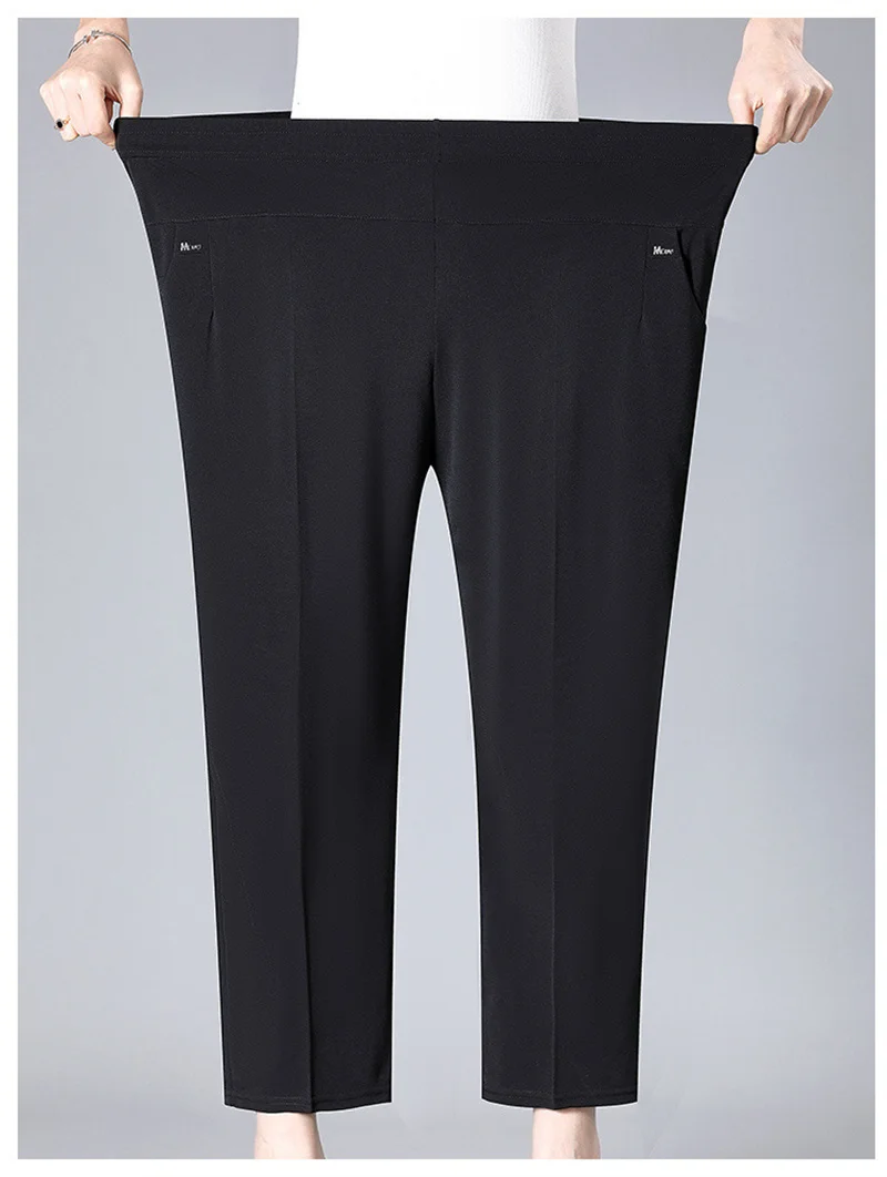 Middle Aged Women's Pants 2026 New Summer Thin High Waiste Elastic Loose Straight Pants Female Casual Trousers 5XL 6XL 7XL 8XL