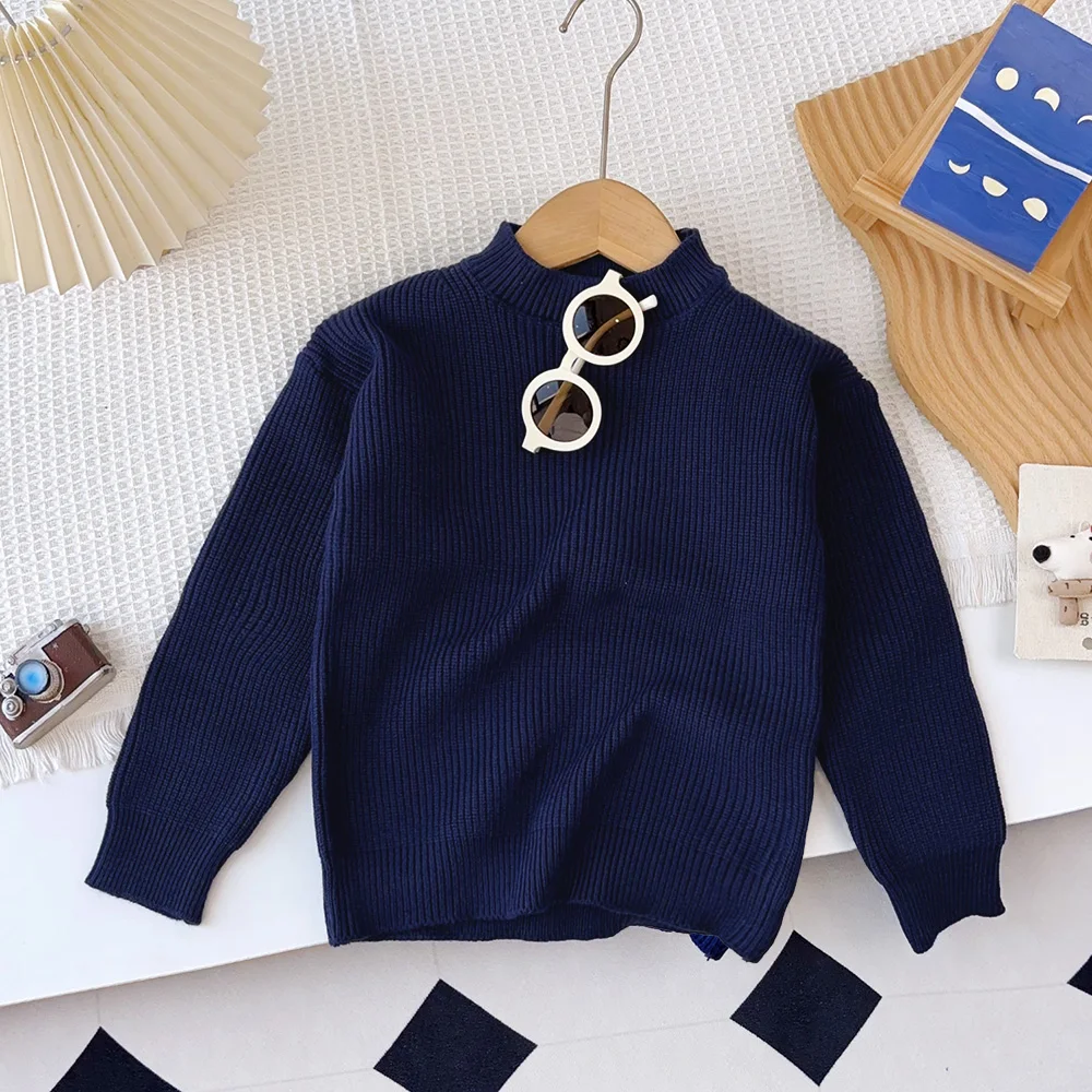 Melario Solid Color Baby Girls Soft Wool Knitted Sweater for Children\'s Tops Clothes 2023 New Kids Cashmere Pullover Sweaters
