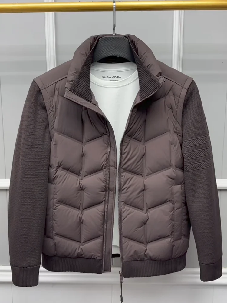

Мужская осенне-зимняя новая куртка с отстегивающимися вязаными рукавами, пуховик с воротником-стойкой на молнии, молодежная модная повседневная куртка