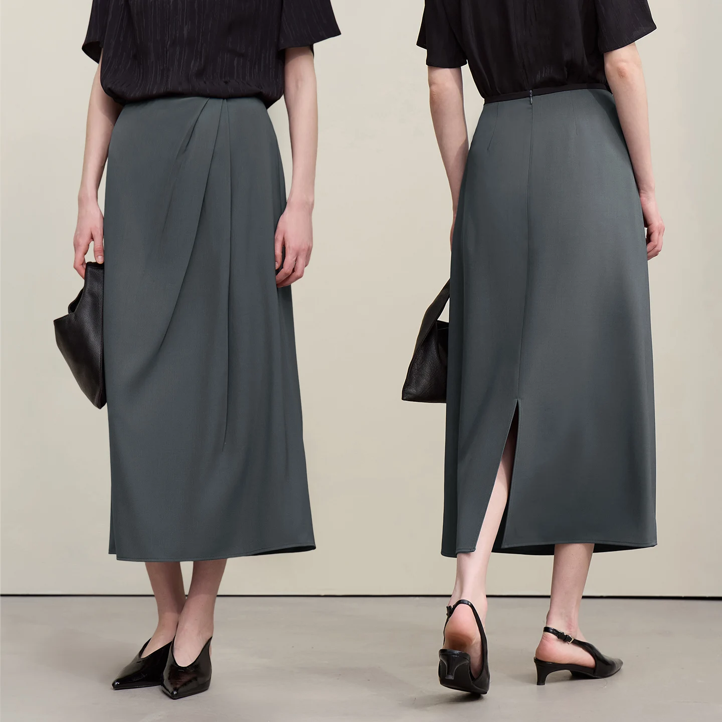 Amii Women's Skirt 2026 Summer New Solid Color Wrinkle-Resistant Elegant Office Versatile Long Pleated Skirt For Women 12622145