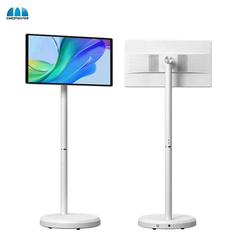 Built-in camera 21.5 inch HD Live streaming machine  touch screen WIFI By-Me with Battery smart TV Moveable stand Lcd monitors