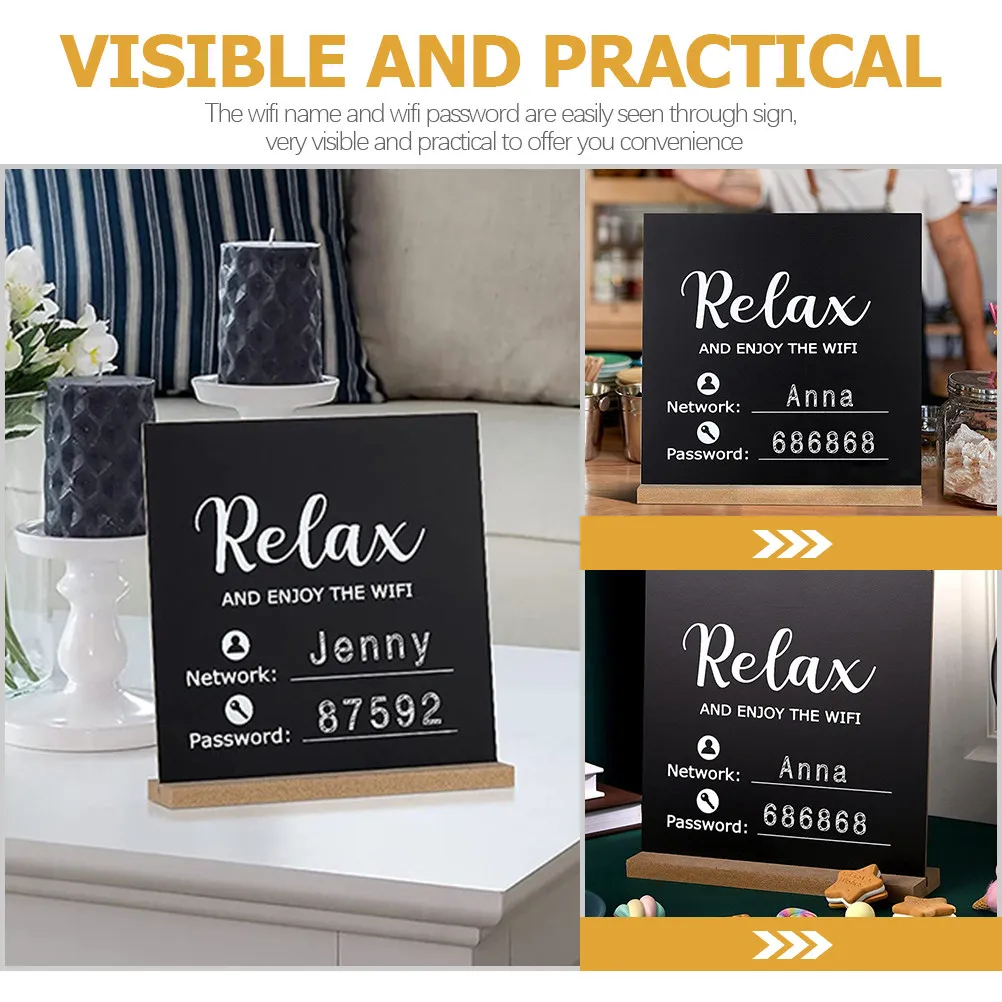 Wooden WiFi Password Sign Freestanding Chalkboard Style Easy to Write Erase Portable Lightweight for Guest WiFi Access Sign