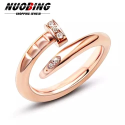 2024 Fashion Exquisite Screw Rings Women Crystal Zircon Stainless Steel Rings For Women Gift Brand Jewelry