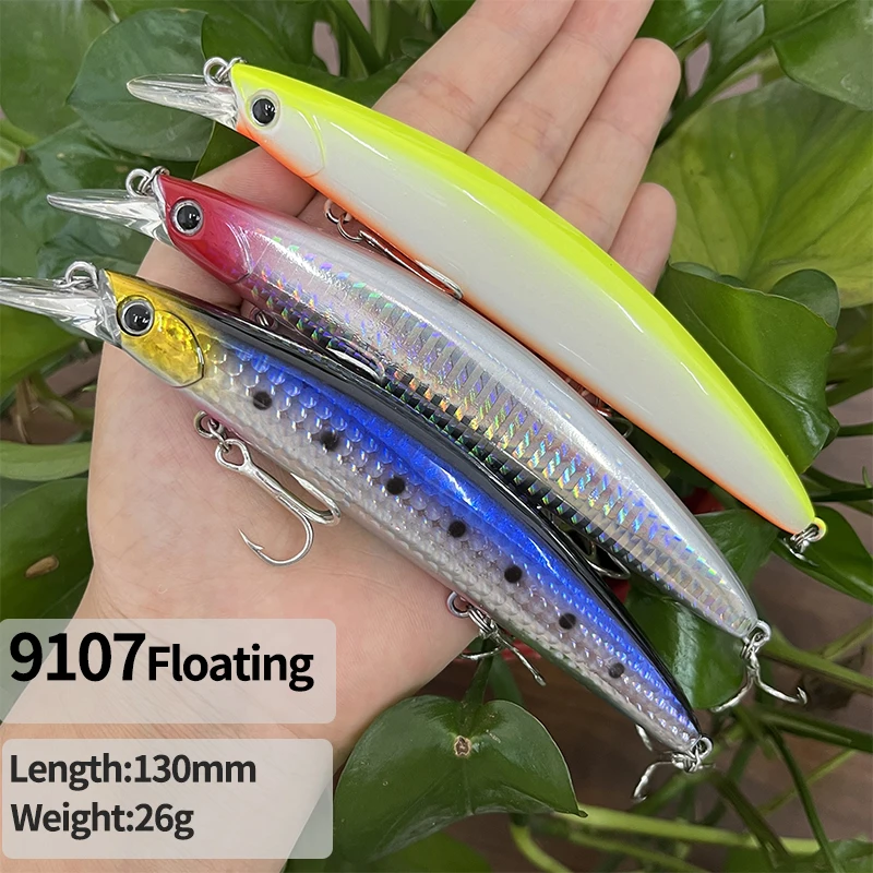 26g 130mm Floating Minnow Fishing Lures Long Casting Wobblers Artificial Hard Baits Saltwater Trout Swimbait Fishing Equipment