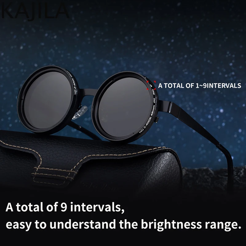 

Small Frame Round Steampunk ND9 Vision Adjustable Dimming Sunglasses Men 2025 Luxury Vintage Fishing Sun Glasses for Male UV400