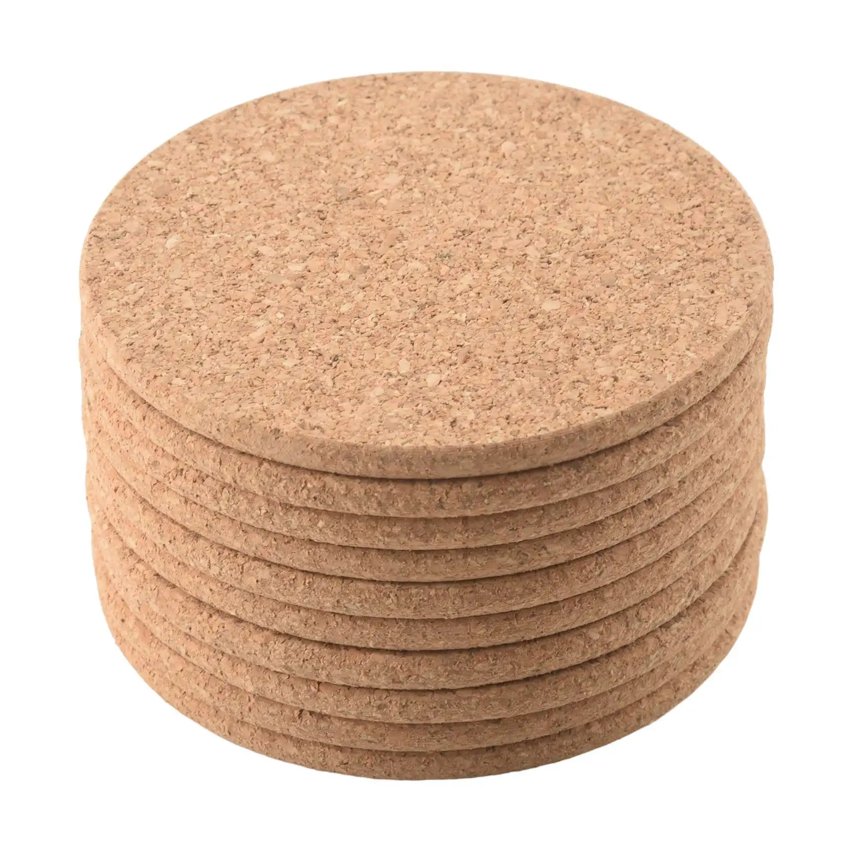 Super Deals Set of 10 Cork Bar Drink Coasters - Absorbent and Reusable - 90mm, 5mm Thick