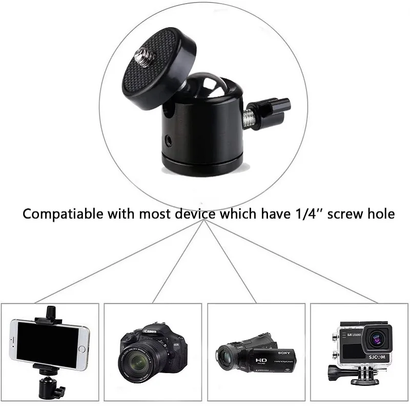 Tripod Adapter 1/4 Screw Hole Tripod Mount Camera Head Adapter Ball Head With Lock LED Light Bracket Holder For DSLR DV Cameras