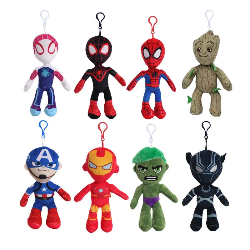 

Marvel Plush Toy Avengers SpiderMan Captain America Iron Man Hulk Black Panther Groot Cartoon Cute Plush Pendant Children Gifts