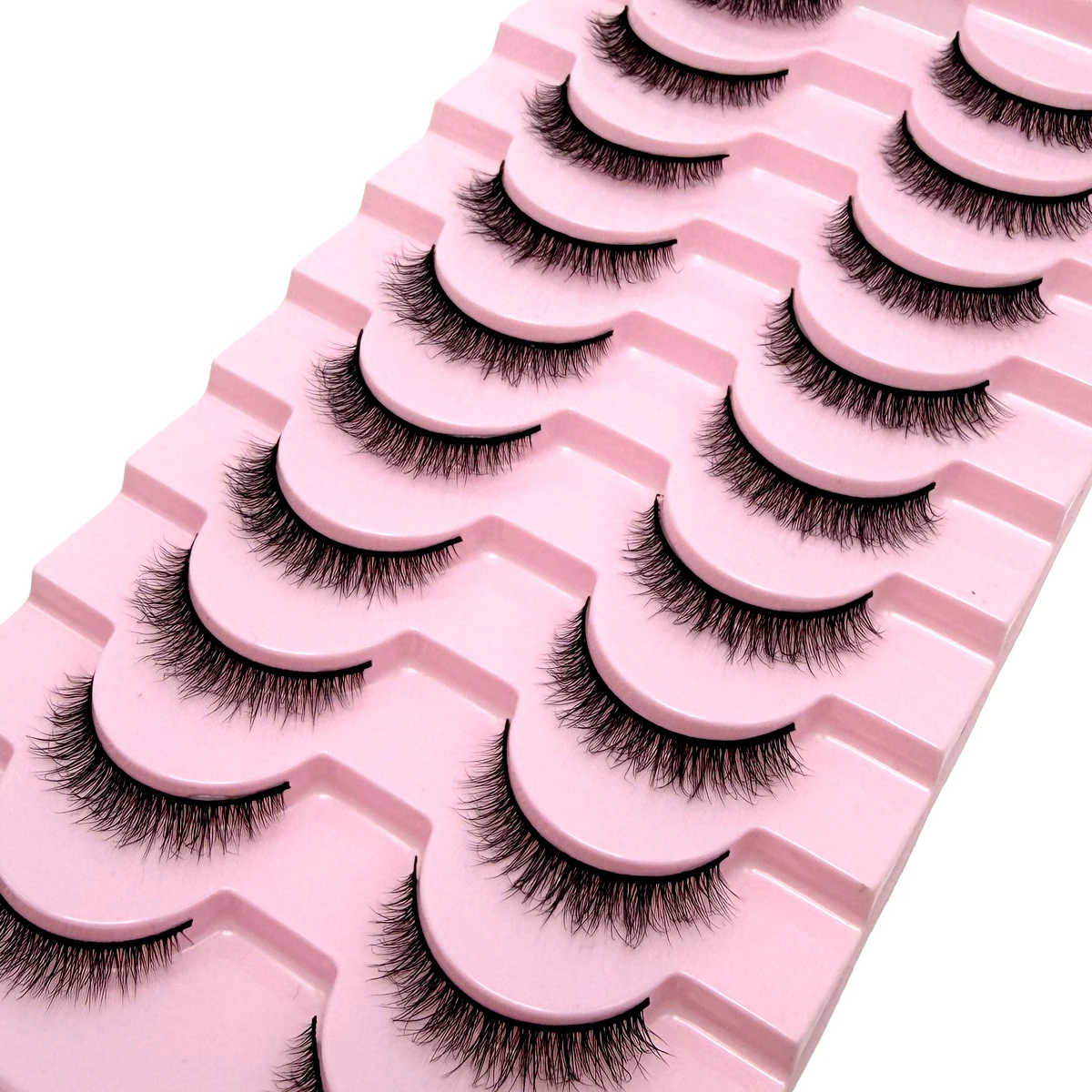 Neue 10 Paar falsche Wimpern, kurze Nerzwimpern, flauschig, dünn, weich, Kreuz-Nerzwimpern, natürliche kurze Wimpernverlängerung für Make-up