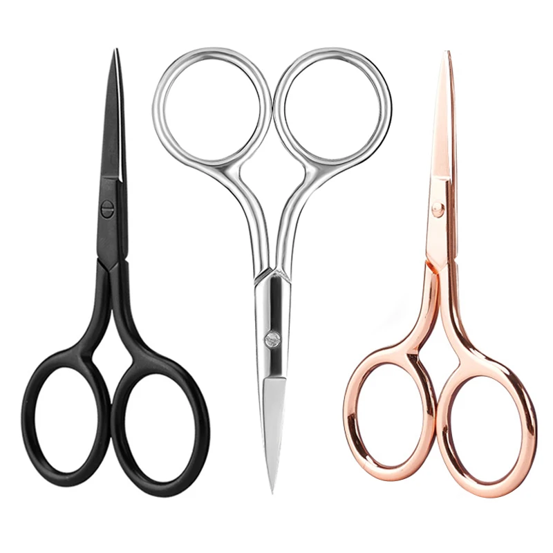 Z'LRAQI BEAUTY Rosegoldene Augenbrauenschere, Wimpernschere aus Edelstahl, spitze Mini-Stickereischere, multifunktional