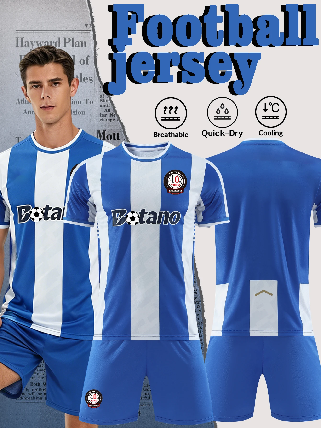 High-quality breathable T-shirt and shorts football set