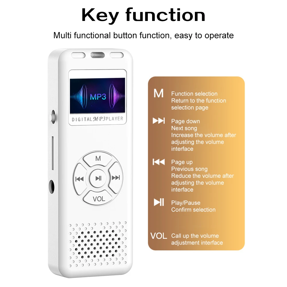 Voice Recorder MP3 Player LED Farbbildschirm Mini Sound Audio Recorder Tragbarer MP3-Player für Interview Business Unterstützung bis 64G