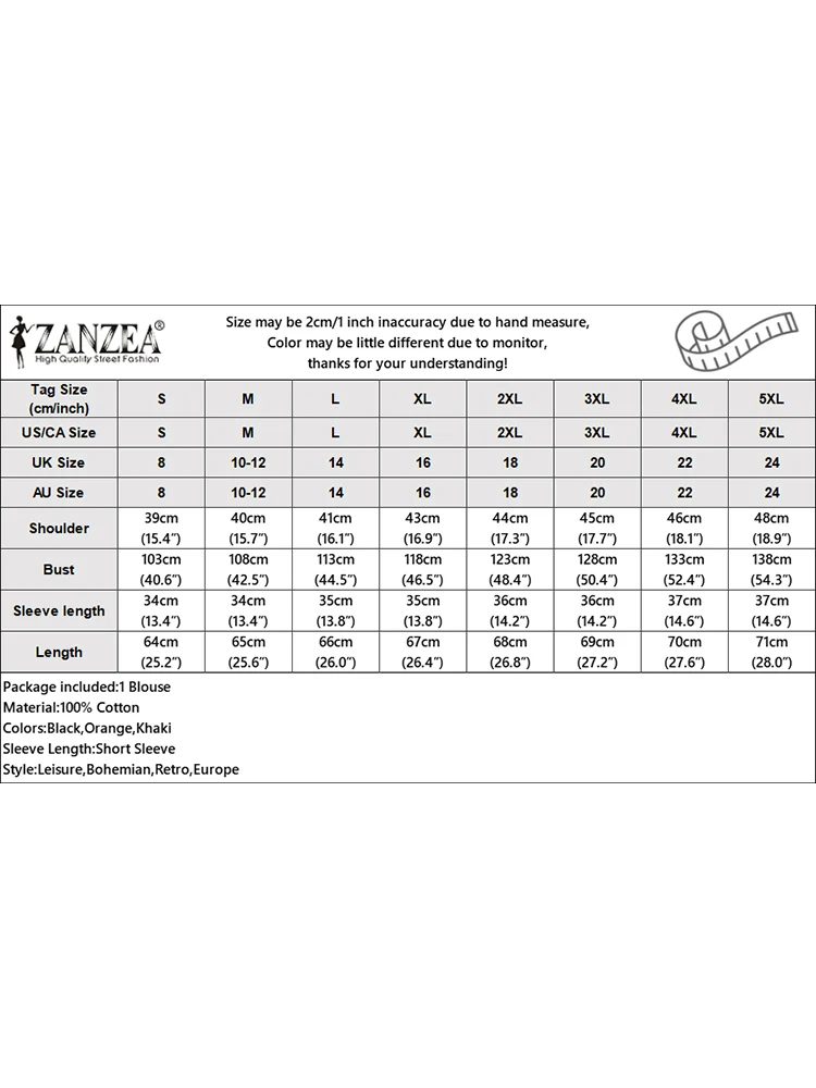 Zanzea-半袖コットンブラウス、ラウンドネックチュニックトップス、カジュアルストリートウェア、特大シャツ、単色ファッション、夏