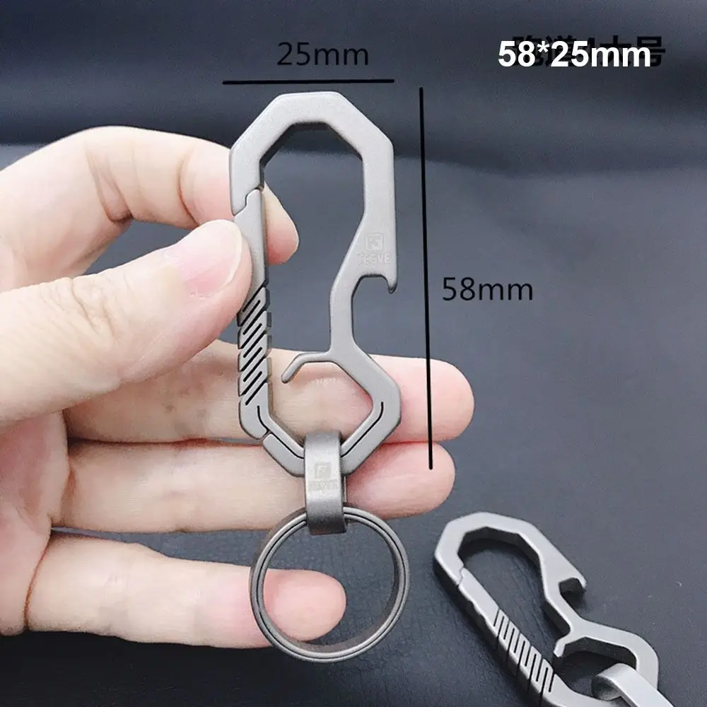 Lightweight Titanium Alloy Key Ring Multifunction Grey Hanging Webbing Buckle Quick Draw Waist Hanger Camping Hiking Accessories