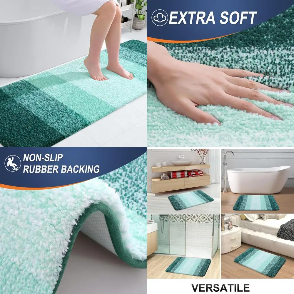 

Ultra Soft 70x24 Microfiber Bath Mat with Rubber Backing, Fast Drying, Washable, Ideal for Bathroom, Shower, and Tub, Blackish G