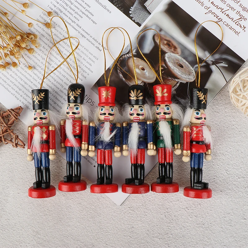 1Pcs 10cm Wooden Nutcracker Soldier Christmas Decoration Pendants Ornaments Toys