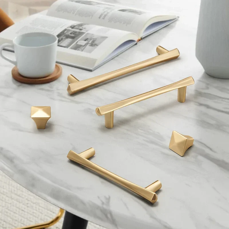 Gold Kitchen Hardware Modern Zinc Alloy Cabinet Drawer Handles Dresser Furniture Knobs Dooroom Pulls Drawer Knobs Door Pulls