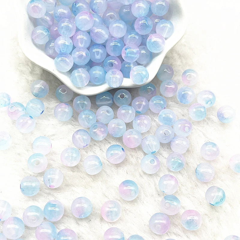 50pcs Double Color Jelly Round Acrylic Beads