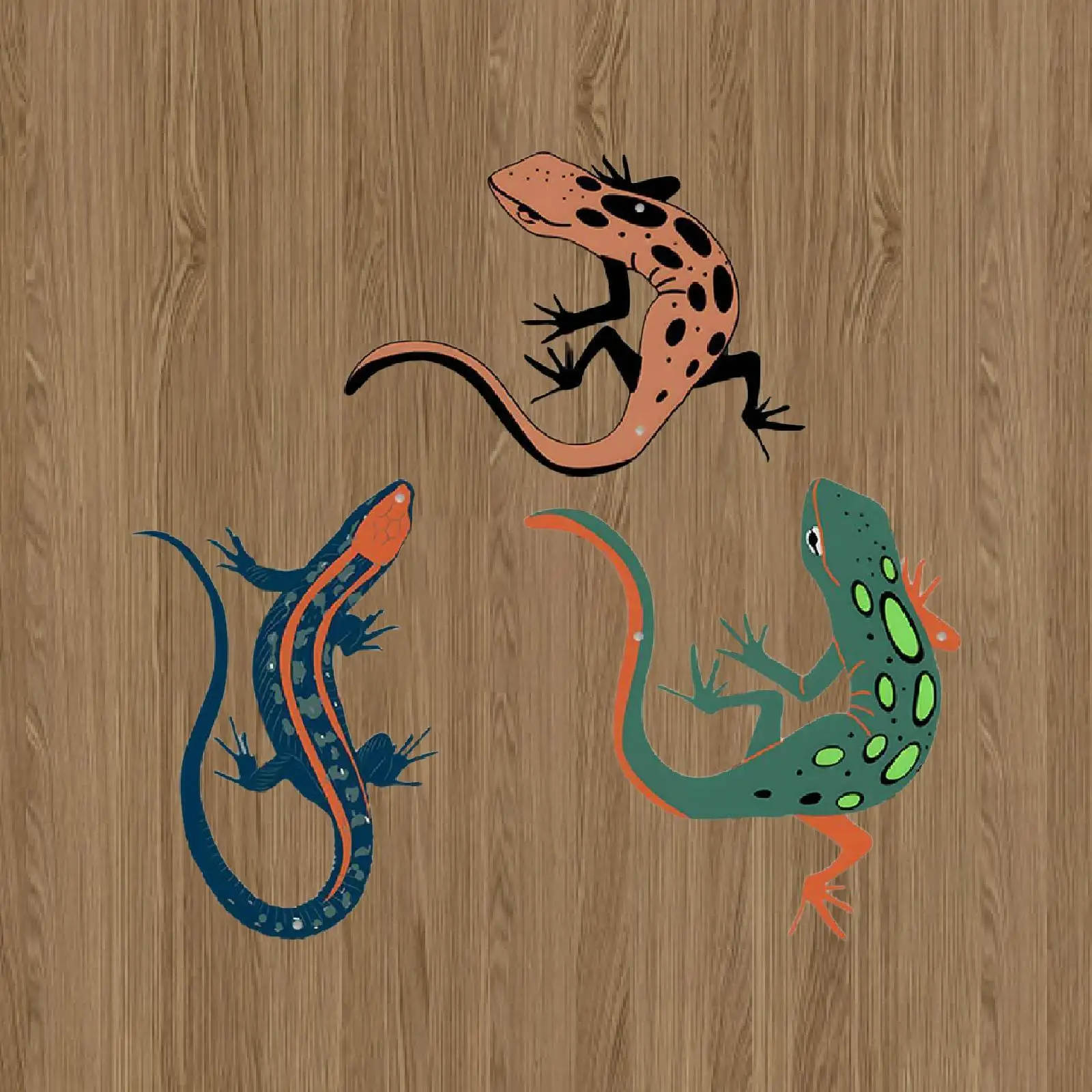 3Pcs Gecko Wall Art Unique Gift Decorative Home Decor Wall Decor Iron for Fence Office Indoor Outdoor Garden Balcony